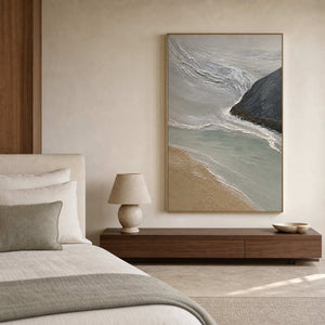 Coastal Wall Art displayed in a refined bedroom.