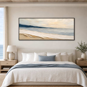 Textured Coastal Wall Art displayed in a refined bedroom.