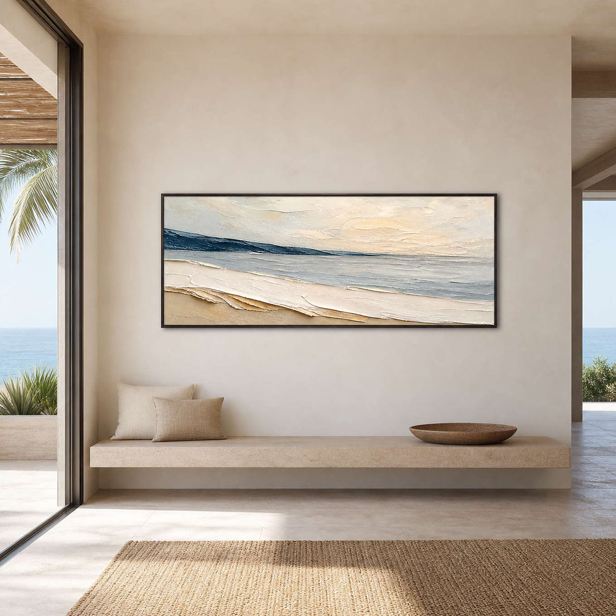 Textured Coastal Wall Art displayed in a refined modern interior.