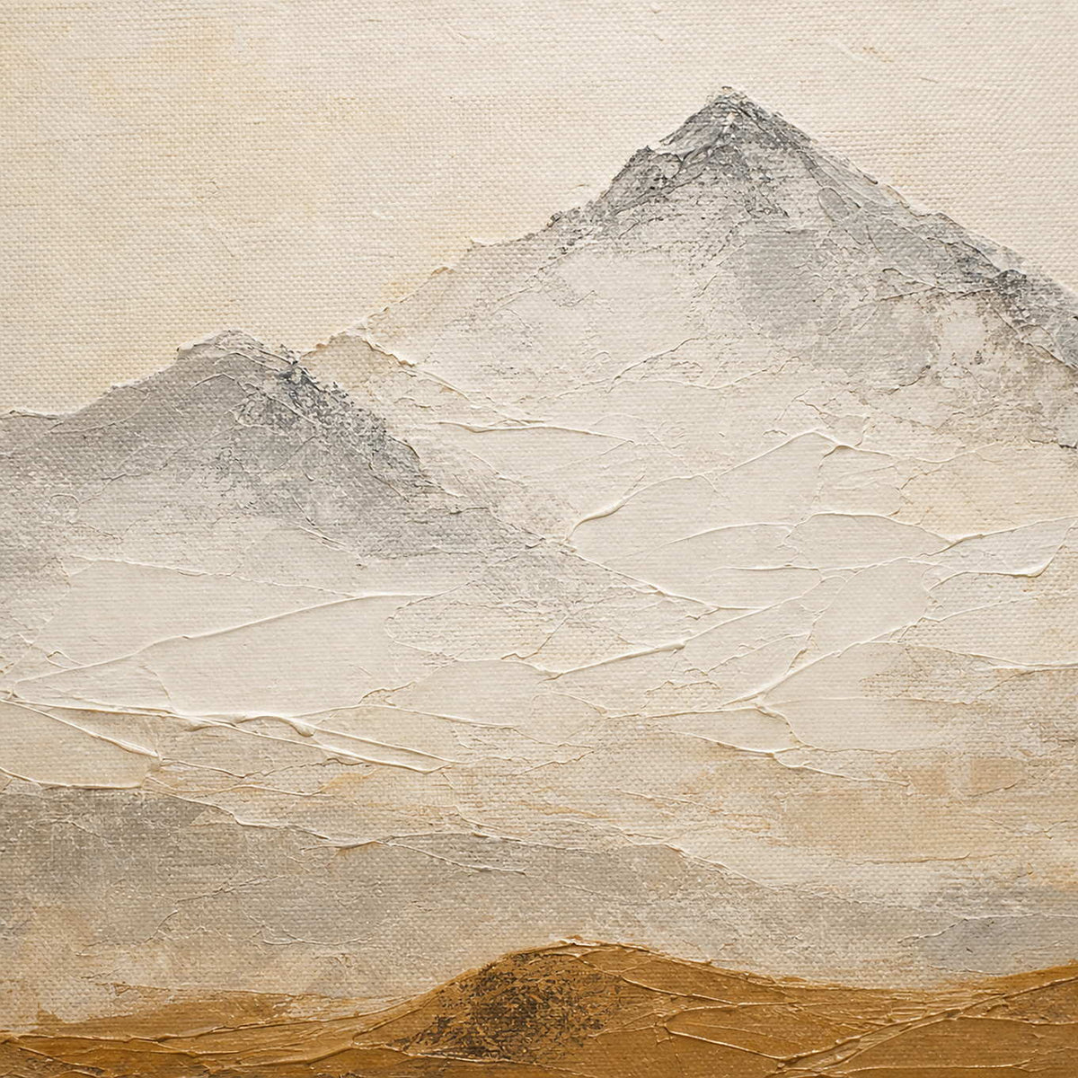 Close-up of raised ivory, taupe, ochre, and charcoal mountain texture.