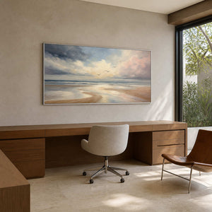 Textured coastal wall art in a Sydney architect's office.