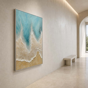 Textured Coastal Wall Art displayed in a refined entryway.
