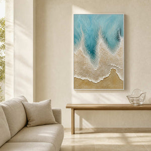 Textured Coastal Wall Art displayed in a refined living room.