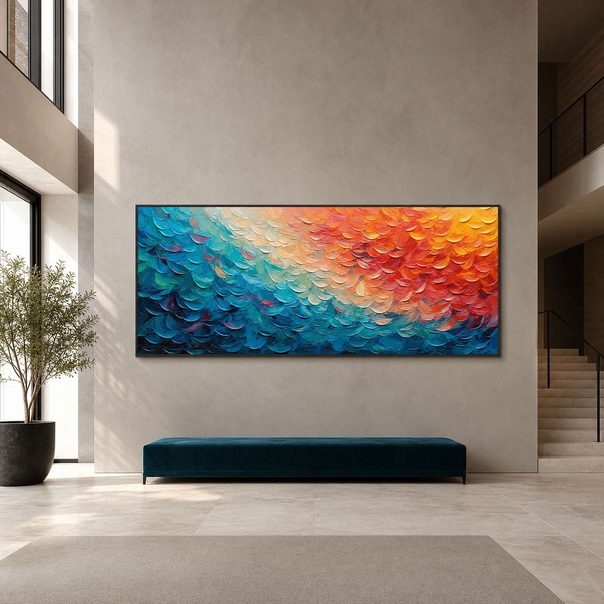 Textured Abstract Wall Art displayed in a refined entryway 2.