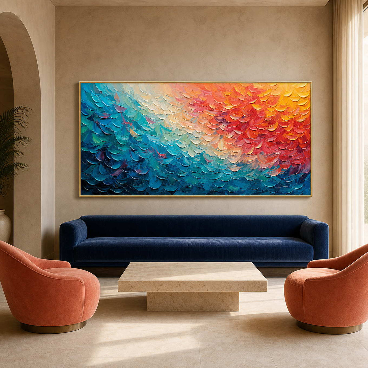 Textured Abstract Wall Art displayed in a refined hospitality lounge.
