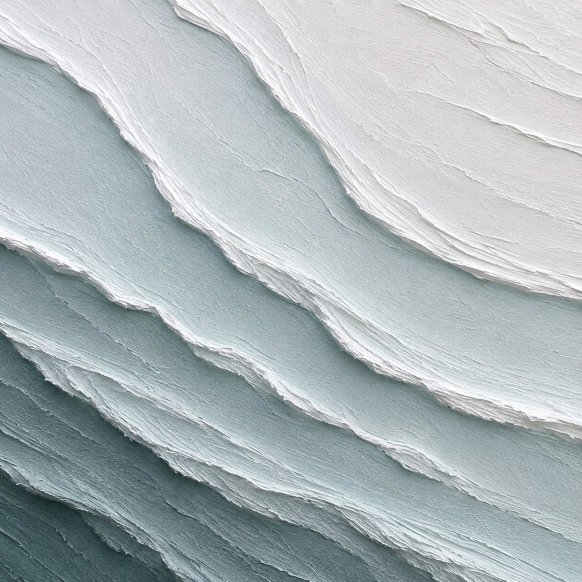 Close detail of layered sea glass and white impasto waves