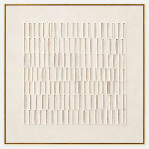 Square ivory relief artwork formed by rows of raised vertical marks.