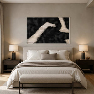 White Paths Cross the Dark in a white-framed bedroom