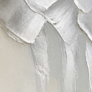 Close-up of raised hand-painted texture in white, neutral, and blue.