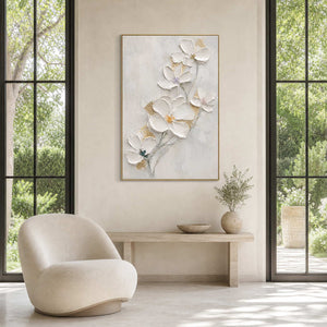 Textured Floral Wall Art displayed in a refined entryway.