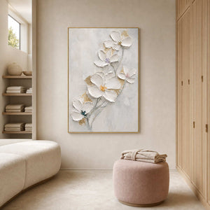 Textured Floral Wall Art displayed in a refined spa reception.