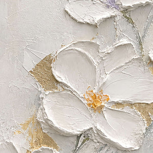 Close-up of raised hand-painted texture in white, neutral, and earth tones.