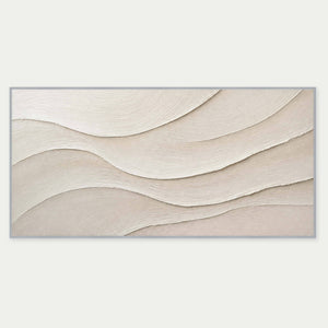 Layered ivory and warm beige relief flowing in quiet panoramic waves.