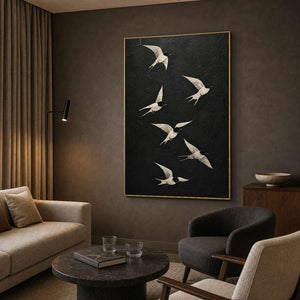 Crane Wall Art displayed in a refined hospitality lounge.
