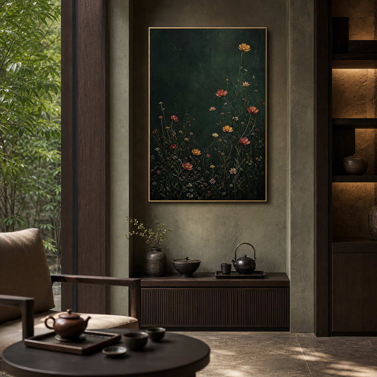 Floral Wall Art displayed in a refined dining room.