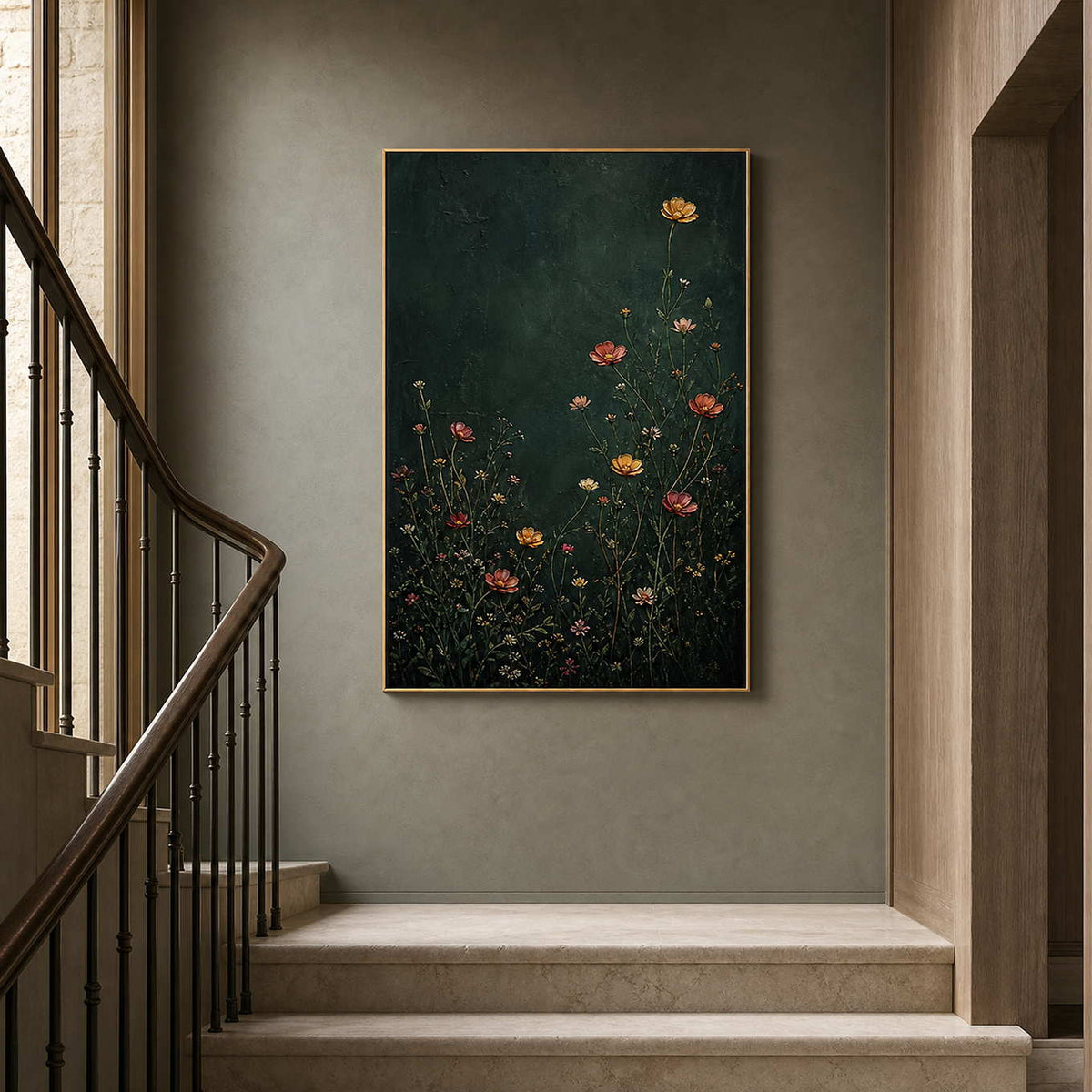 Floral Wall Art displayed in a refined entryway 3.