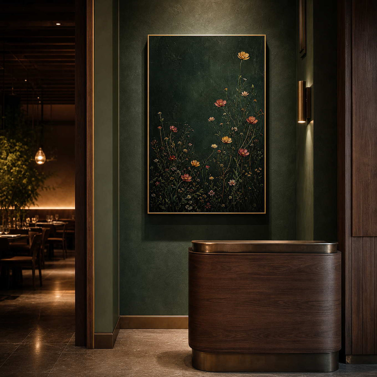 Floral Wall Art displayed in a refined hospitality lounge 2.