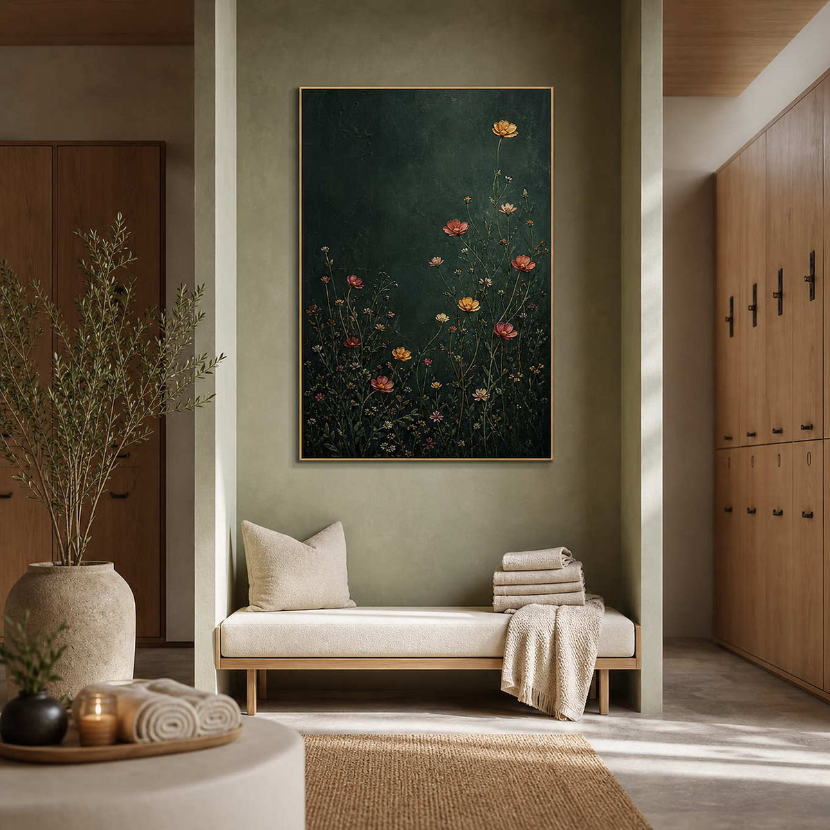 Floral Wall Art displayed in a refined spa reception.