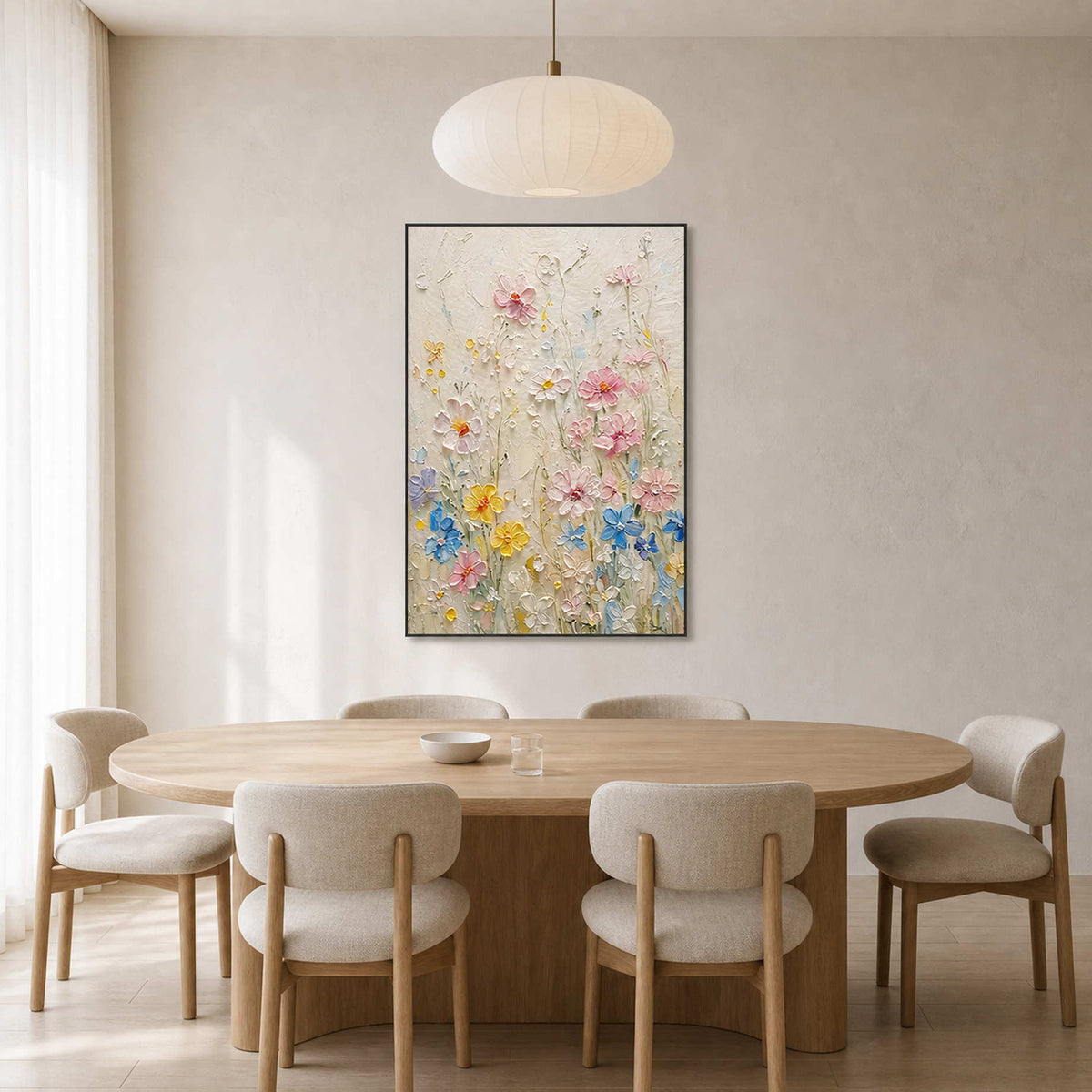 Textured Floral Wall Art displayed in a refined dining room.
