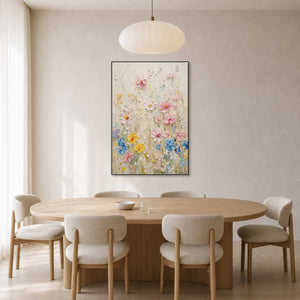 Textured Floral Wall Art displayed in a refined dining room.