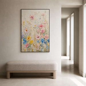 Textured Floral Wall Art displayed in a refined entryway.