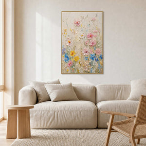 Textured Floral Wall Art displayed in a refined living room.