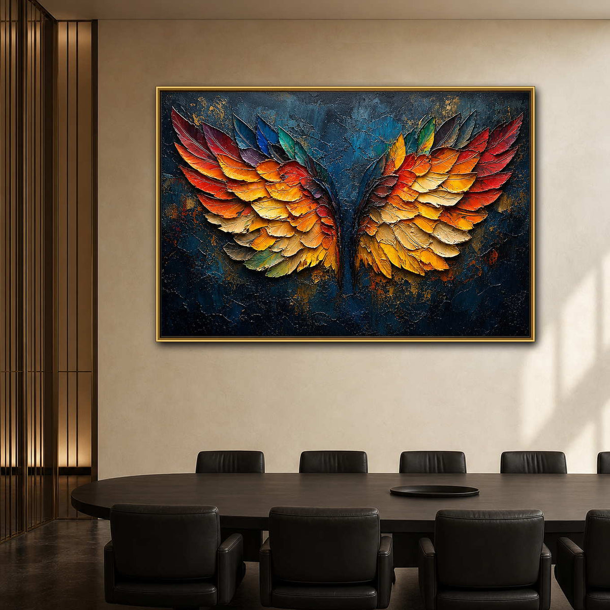 Textured Angel Wing Wall Art displayed in a refined office 2.