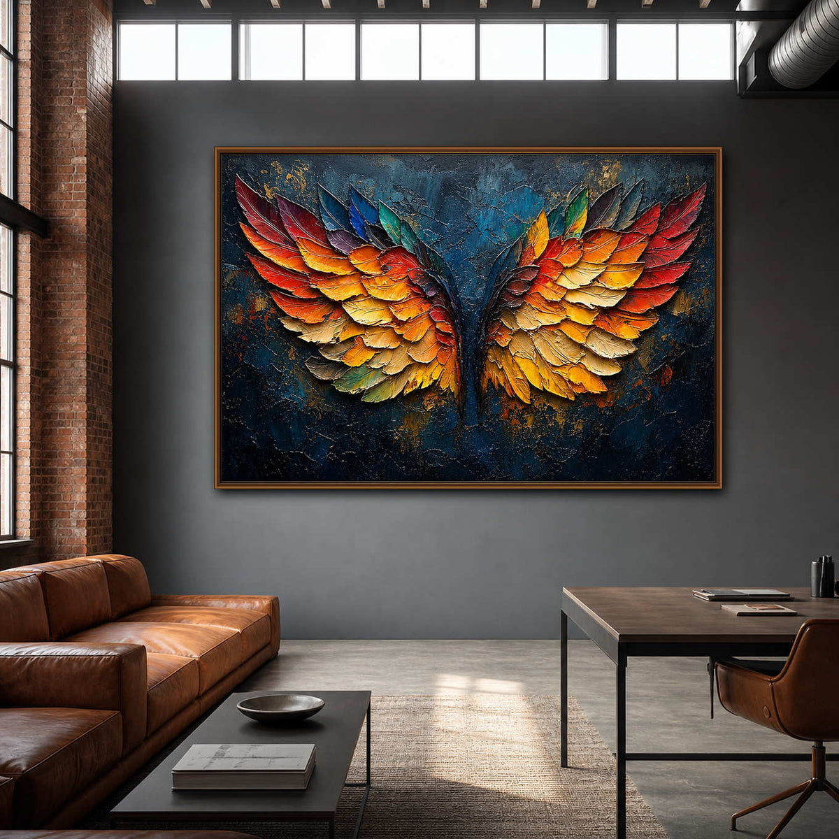 Textured Angel Wing Wall Art displayed in a refined office.